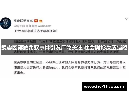 魏震因禁赛罚款事件引发广泛关注 社会舆论反应强烈